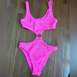 PACSUN LA HEARTS PINK RIBBED CUTOUT ONE PIECE